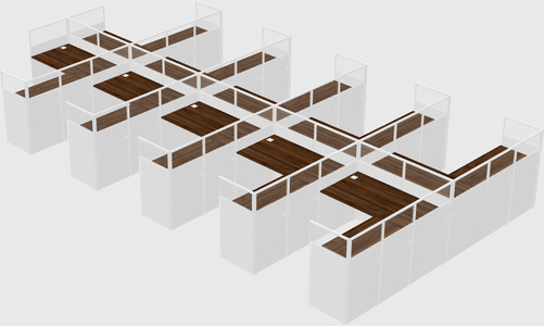 Shared l-shaped cubicle
