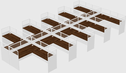 Shared l-shaped cubicle