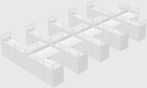 Shared l-shaped cubicle