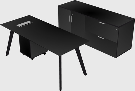 Parallel desk with credenza