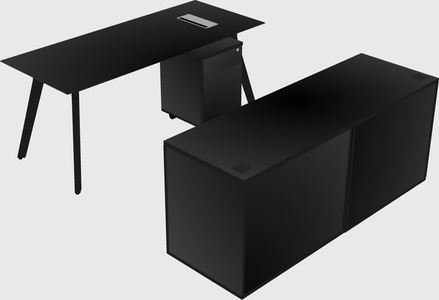 Parallel desk with credenza