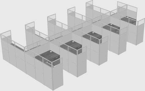 Shared l-shaped cubicle