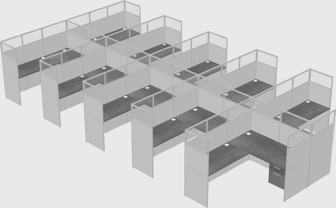 Shared l-shaped cubicle