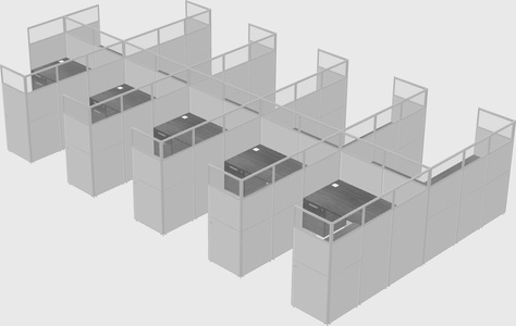 Shared l-shaped cubicle