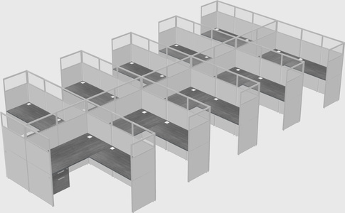 Shared l-shaped cubicle