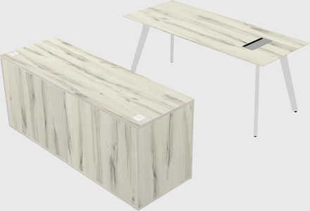 Parallel desk with credenza
