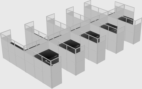 Shared l-shaped cubicle