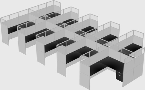 Shared l-shaped cubicle