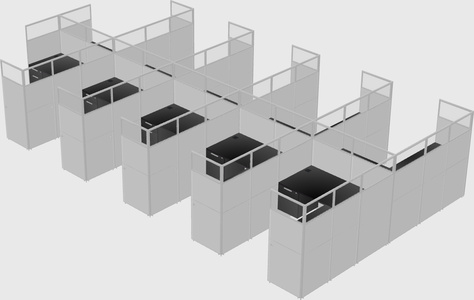 Shared l-shaped cubicle