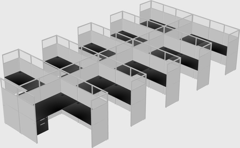 Shared l-shaped cubicle