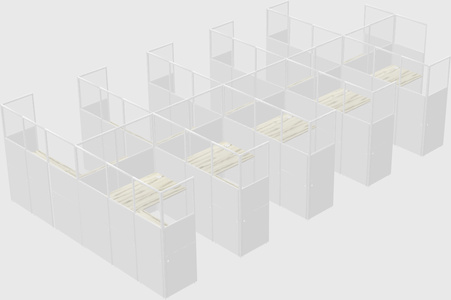 Shared l-shaped cubicle