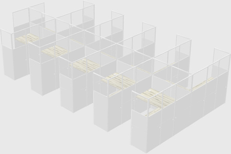 Shared l-shaped cubicle