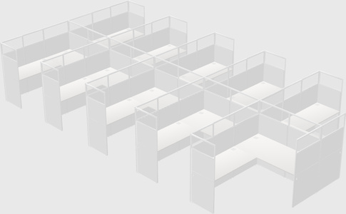 Shared l-shaped cubicle