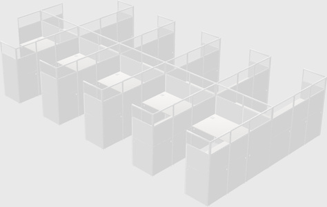 Shared l-shaped cubicle