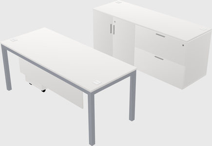 Parallel desk with credenza