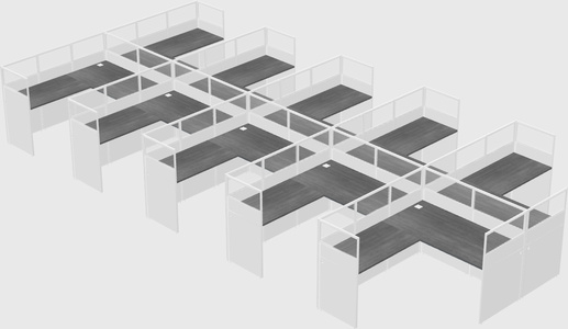 Shared l-shaped cubicle