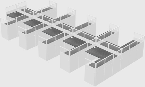 Shared l-shaped cubicle