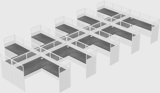 Shared l-shaped cubicle