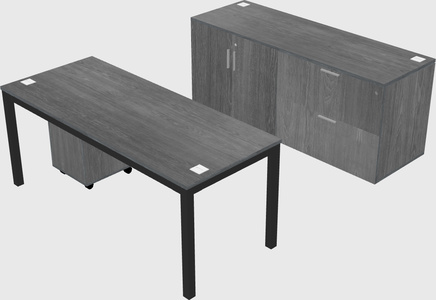 Parallel desk with credenza