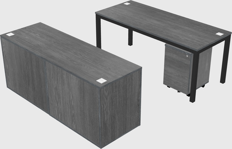 Parallel desk with credenza