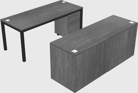 Parallel desk with credenza