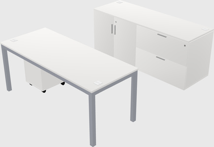 Parallel desk with credenza