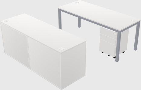 Parallel desk with credenza