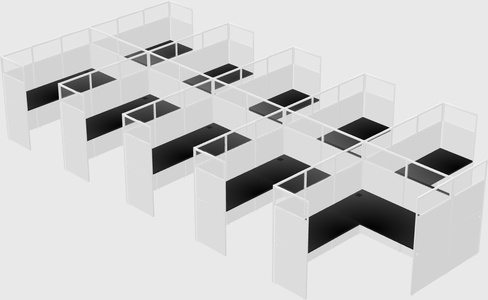 Shared l-shaped cubicle