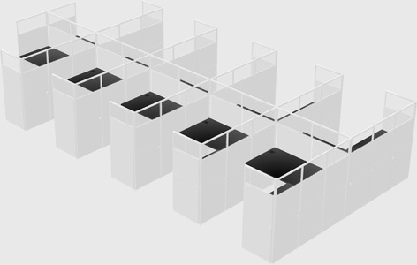 Shared l-shaped cubicle