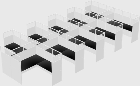 Shared l-shaped cubicle