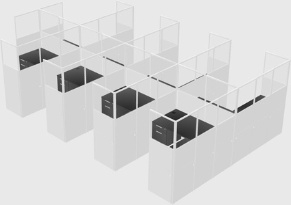 Shared l-shaped cubicle