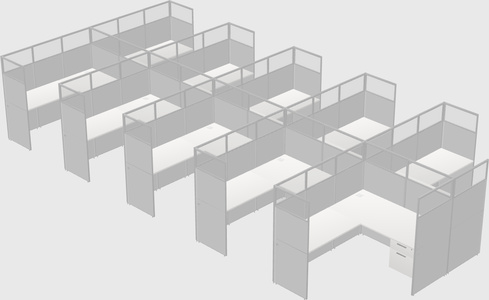 Shared l-shaped cubicle