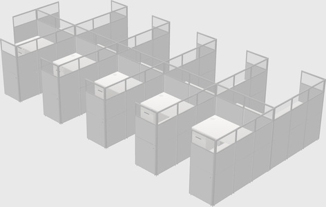 Shared l-shaped cubicle