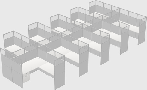 Shared l-shaped cubicle