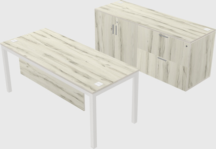 Parallel desk with credenza