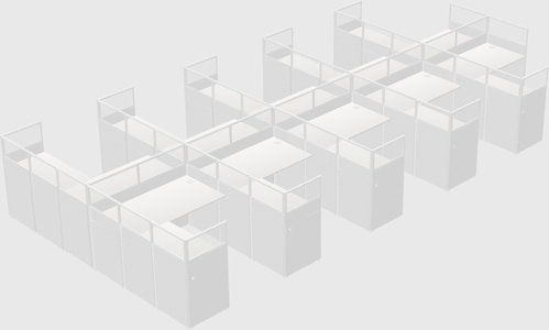 Shared l-shaped cubicle