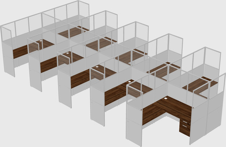 Shared l-shaped cubicle