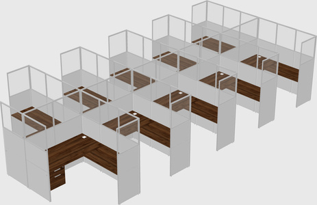 Shared l-shaped cubicle