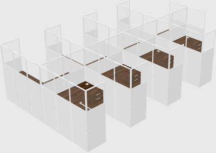 Shared l-shaped cubicle
