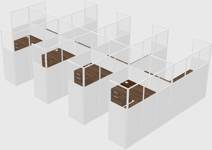 Shared l-shaped cubicle