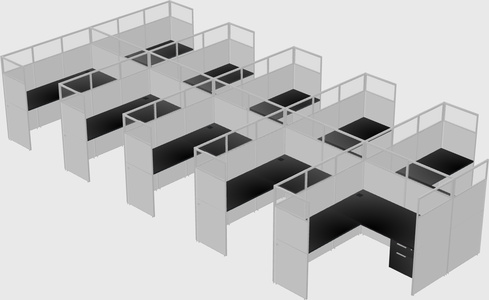 Shared l-shaped cubicle