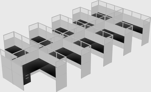 Shared l-shaped cubicle