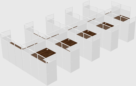 Shared l-shaped cubicle