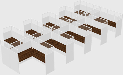 Shared l-shaped cubicle