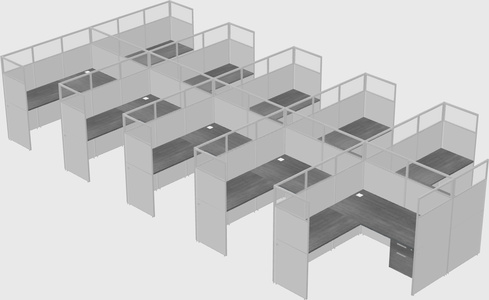 Shared l-shaped cubicle