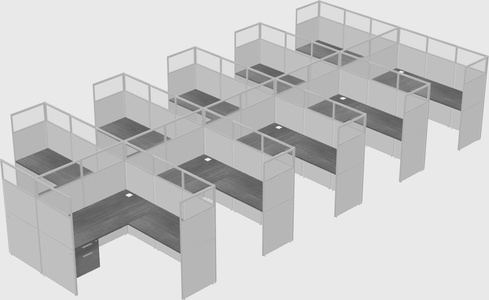Shared l-shaped cubicle