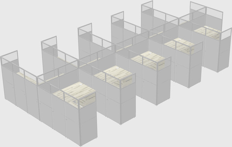 Shared l-shaped cubicle