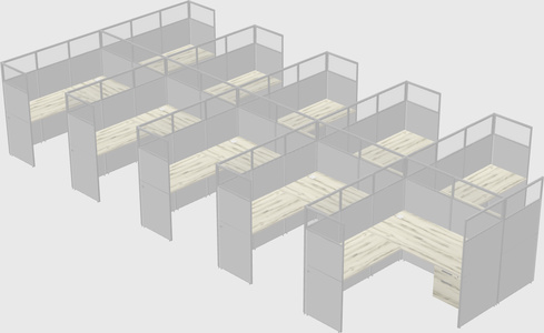 Shared l-shaped cubicle