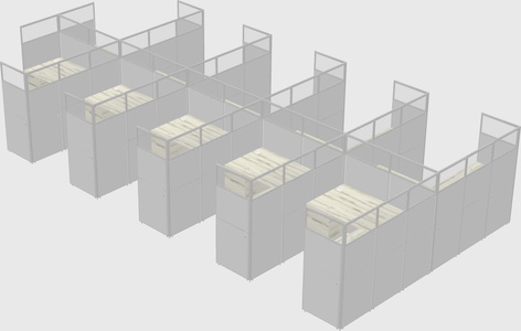 Shared l-shaped cubicle