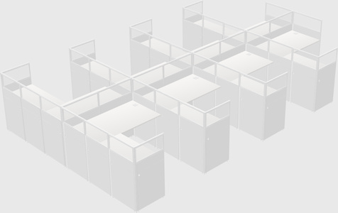 Shared l-shaped cubicle